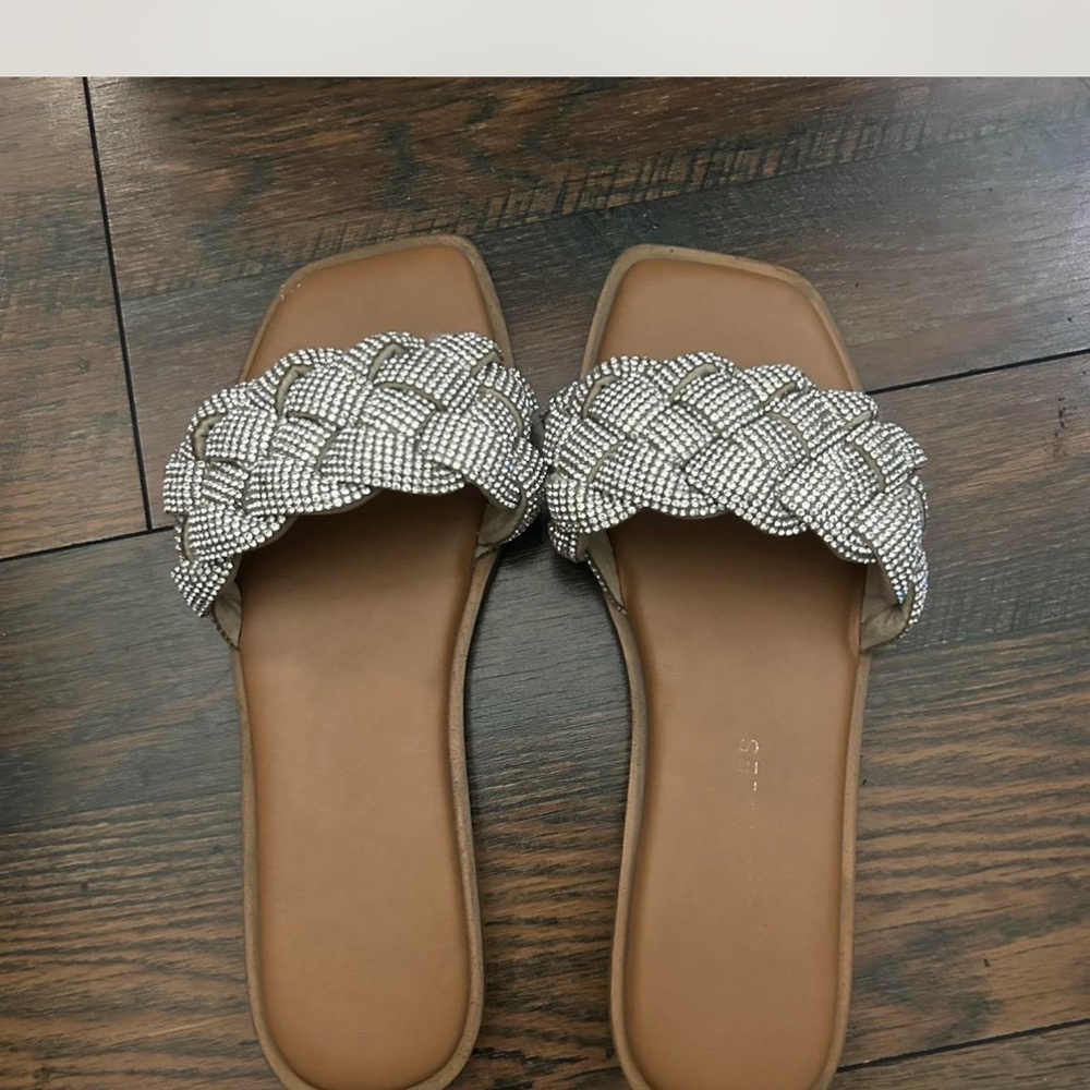Elegant Silver Braided Women's Sandals